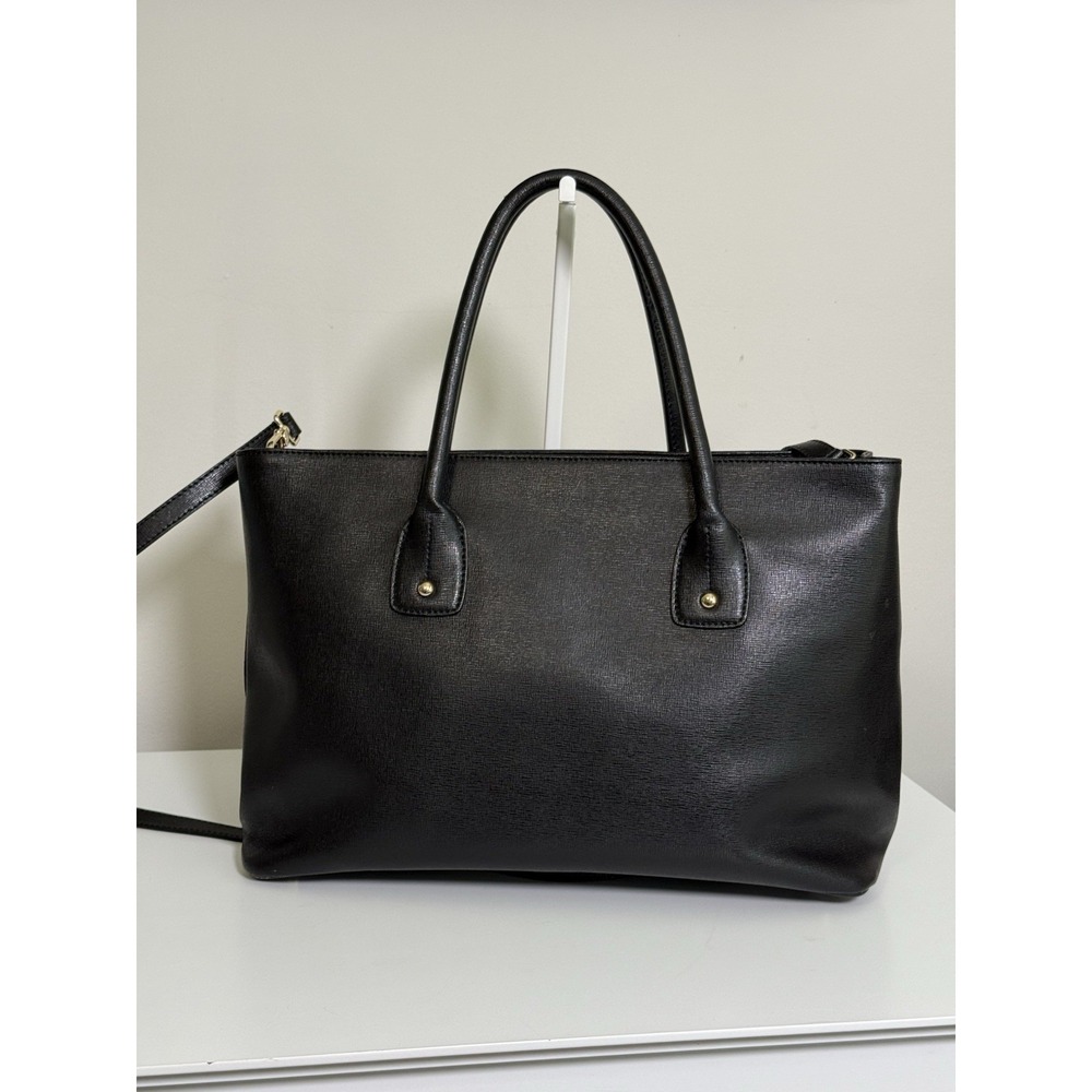 Furla Black Saffiano Leather Top Handle Tote Bag with Crossbody Shoulder Strap - Picture 7 of 12